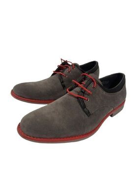 Men’s Royal Shoes Faux Suede Grey Red Oxford Dress Shoes Size 8.5!